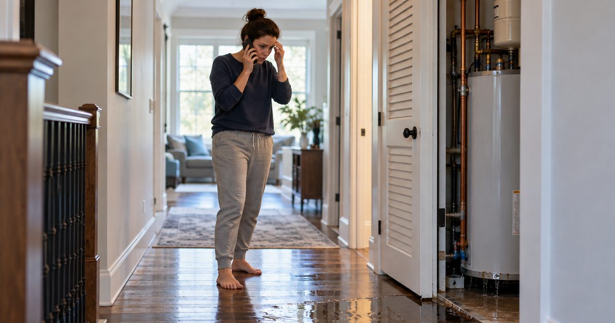 types-of-home-service-demand home owner looking at water on floor